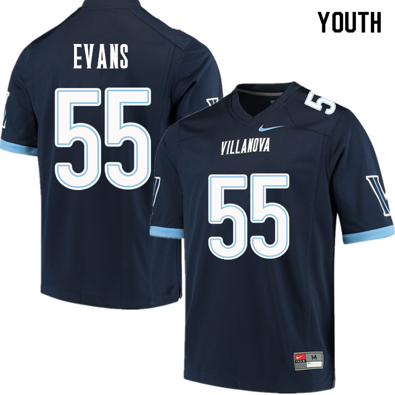 Youth #55 Ben Evans Villanova Wildcats College Football Jerseys Sale-Navy